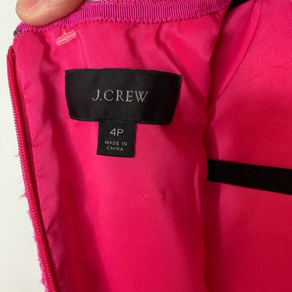 J Crew Shift Dress Pink Boucle Cotton Rick Rack Trim Sz 4P - Picture 13 of 14